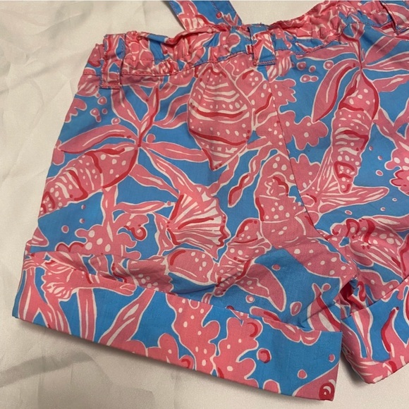 LILLY Pulitzer Girls Shorts Button Tab Blue Pink Crabs Lobsters Fish Ocean Sea - Picture 3 of 11